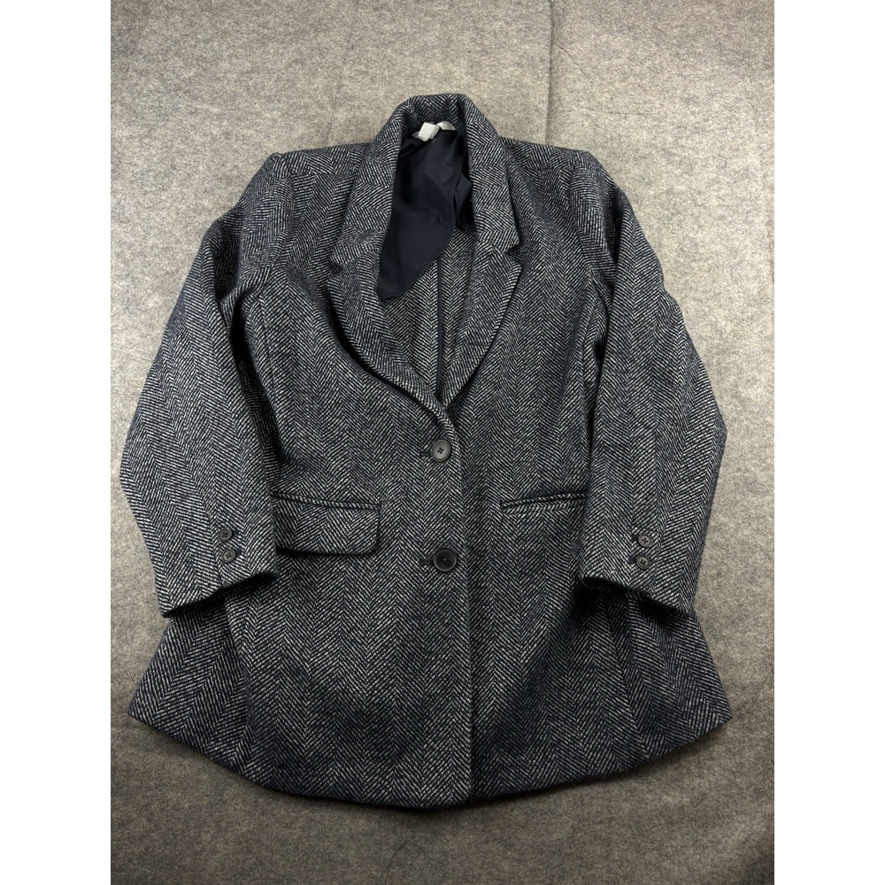 Old Navy Soft-Brushed Oversized Blazer Womens L Blue Tweed Old Money Timeless